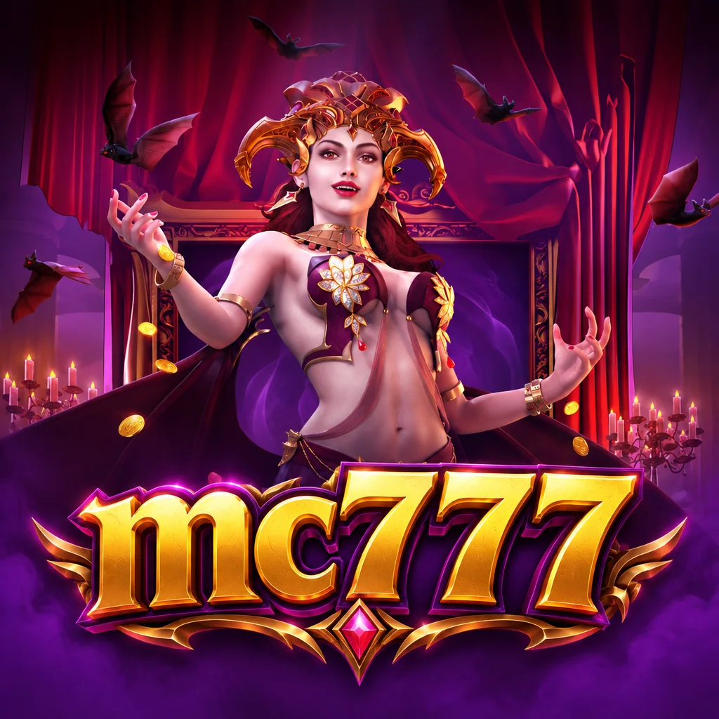 mc777 menampilkan karakter vampir wanita elegan dengan mahkota emas dan kelelawar terbang dalam Vampires Charm